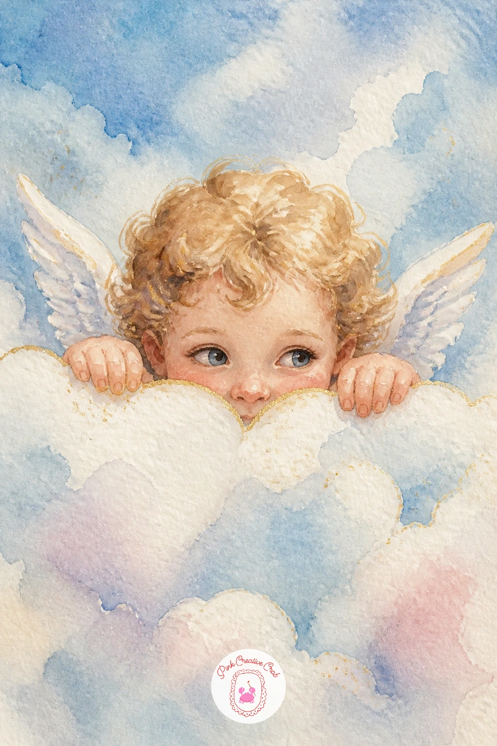 Cherub Peeking Over a Cloud — After a quiet instrumental scene, bring a little humor back with a cherub peeking over the top of a cloud, only the eyes and the