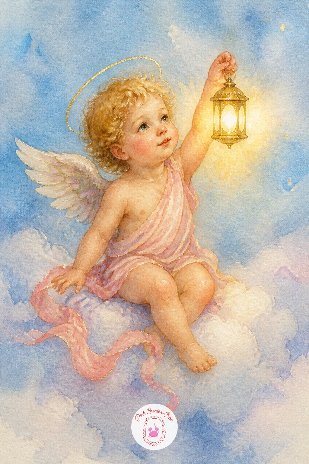 Cherub Holding a Tiny Lantern — Close the list with a warm, quiet image to match the candle-lit angel from earlier: a small cherub holding up a tiny lantern