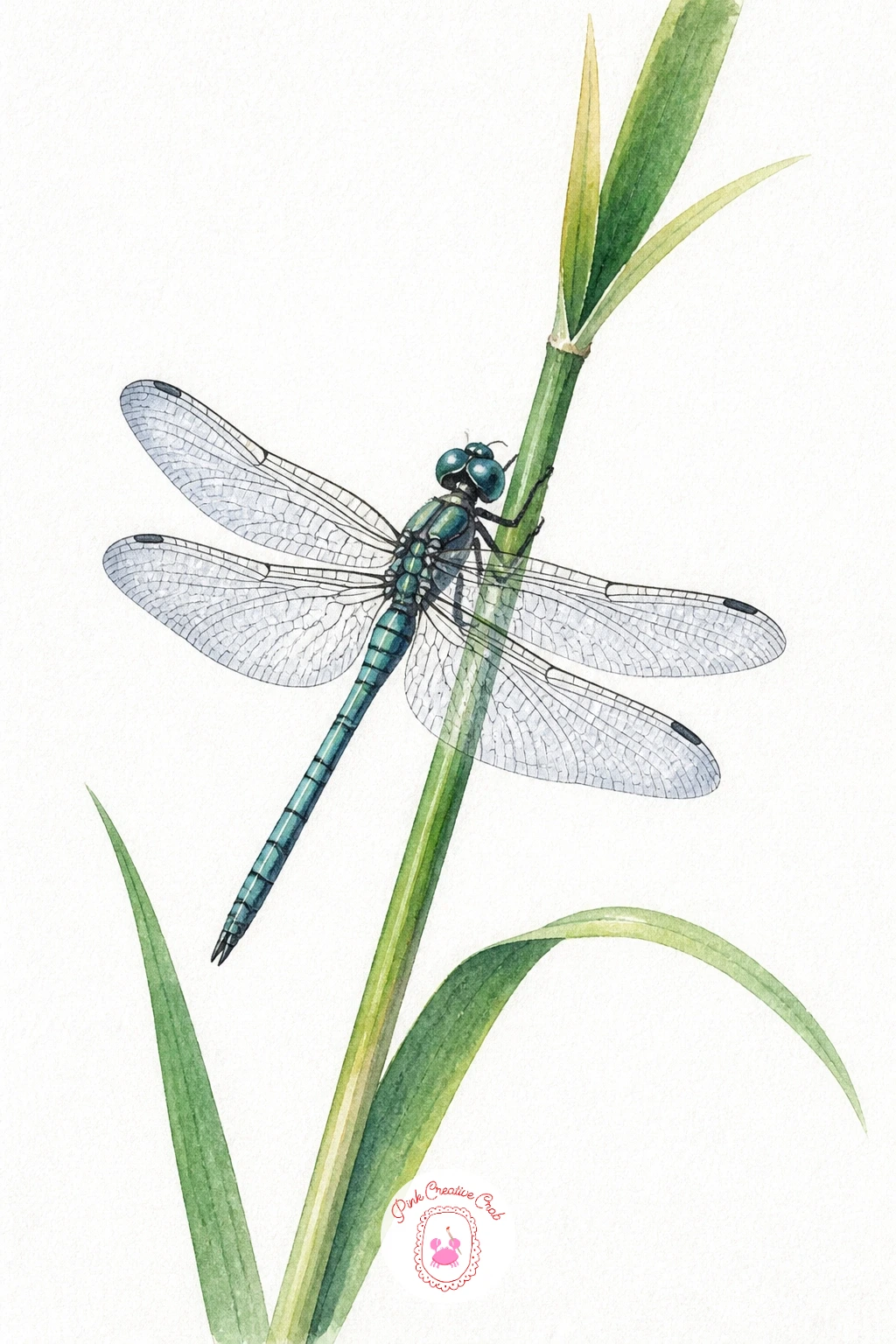 Dragonfly Resting on a Reed — Start the list with a dragonfly resting on a reed, a subject that teaches the two basic shapes behind almost every bug on this