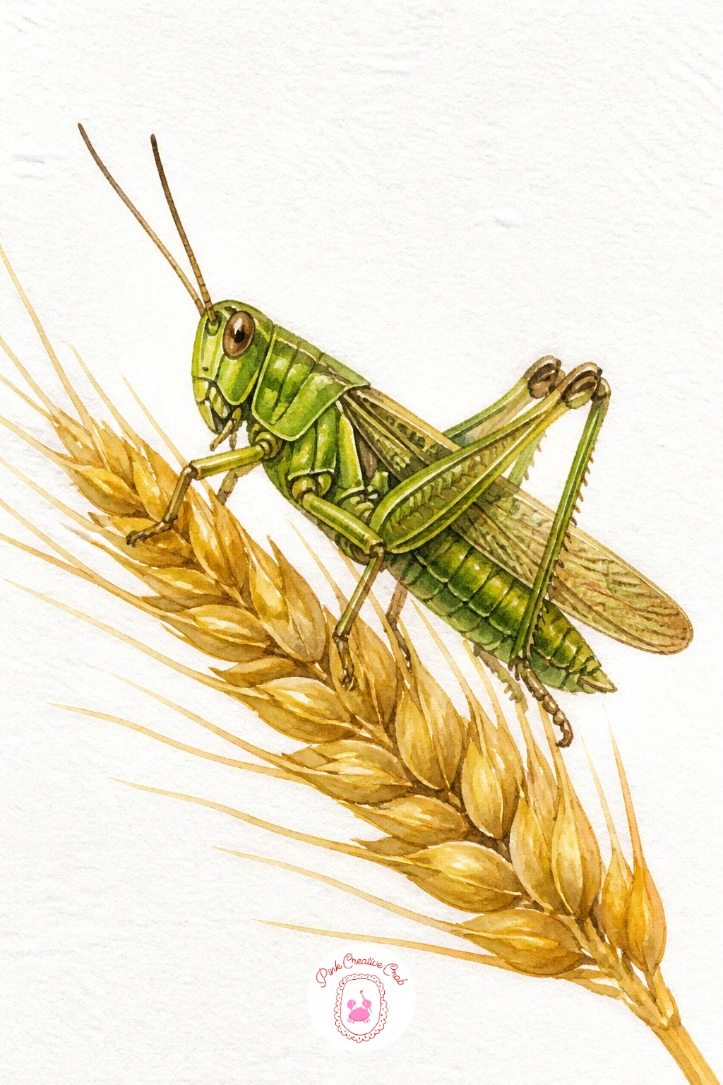 Grasshopper on a Wheat Stalk — Keep the grassy mood going with a grasshopper on a wheat stalk, a subject with strong straight lines that reward a steady hand.