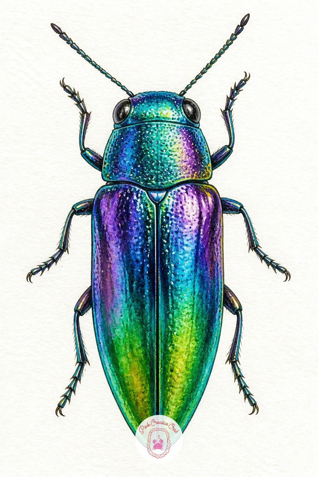 Jewel Beetle With Iridescent Shell — Now try the shell that gives this whole trend its sparkle: a jewel beetle with an iridescent shell, painted without any