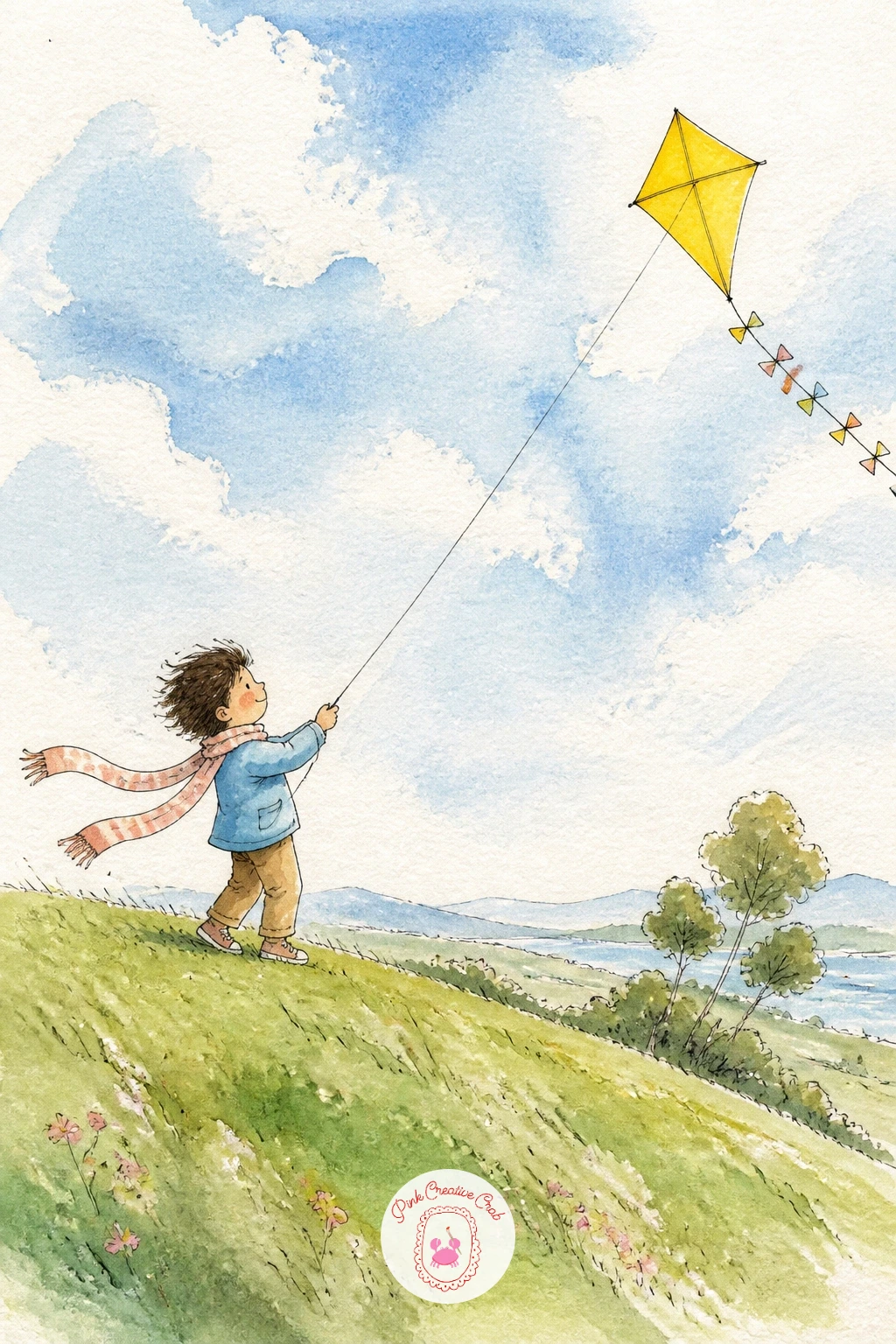 Boy Flying A Kite On A Windy Hill — Move uphill for a boy flying a kite on a windy hill, a scene that leans on a good eye level instead of fussy detail.