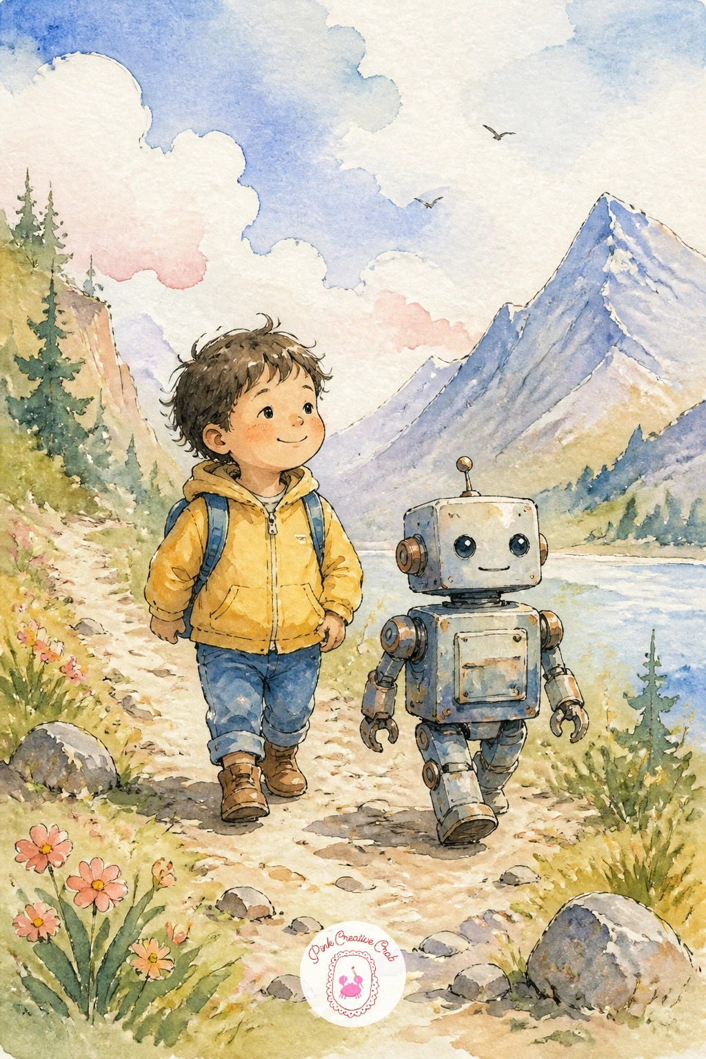 Child And A Robot Toy On A Big Adventure — Bring in a little fantasy with a child and a robot toy on a big adventure, a scene that benefits from one hands-on