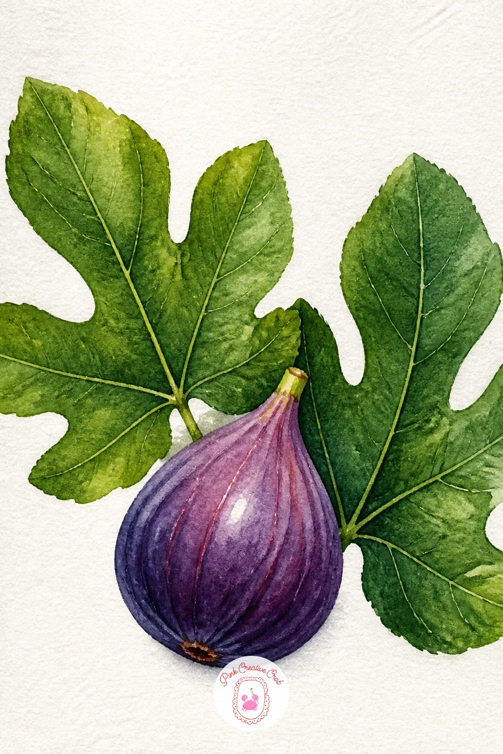 Fig Leaves With a Ripe Fig — Fig leaves have a bold, deeply lobed shape unlike anything so far on this list, which makes them satisfying to paint even at a