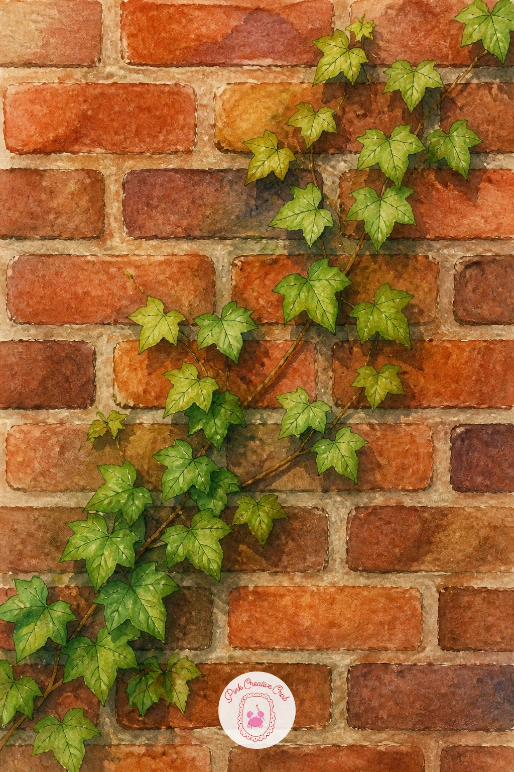 Ivy Climbing a Brick Wall — Give yourself a background to work into for once: ivy against brick means painting a textured surface before the leaves sit on top