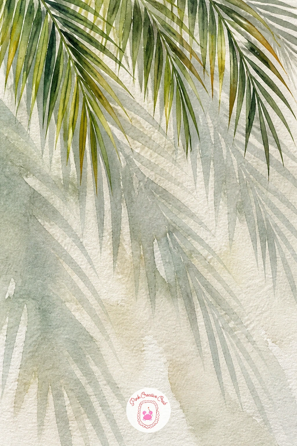 Palm Leaves Casting Shadows on a Wall — Shadows do a lot of the work in this one, so plan the light source before you pick up a brush. Watercolor leaves