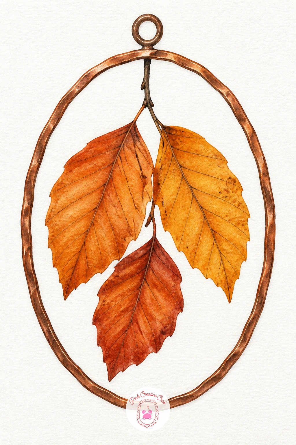 Beech Leaves in a Hanging Frame — Beech leaves have a distinctive wavy, slightly scalloped edge, which makes for good practice in steady, controlled brushwork.