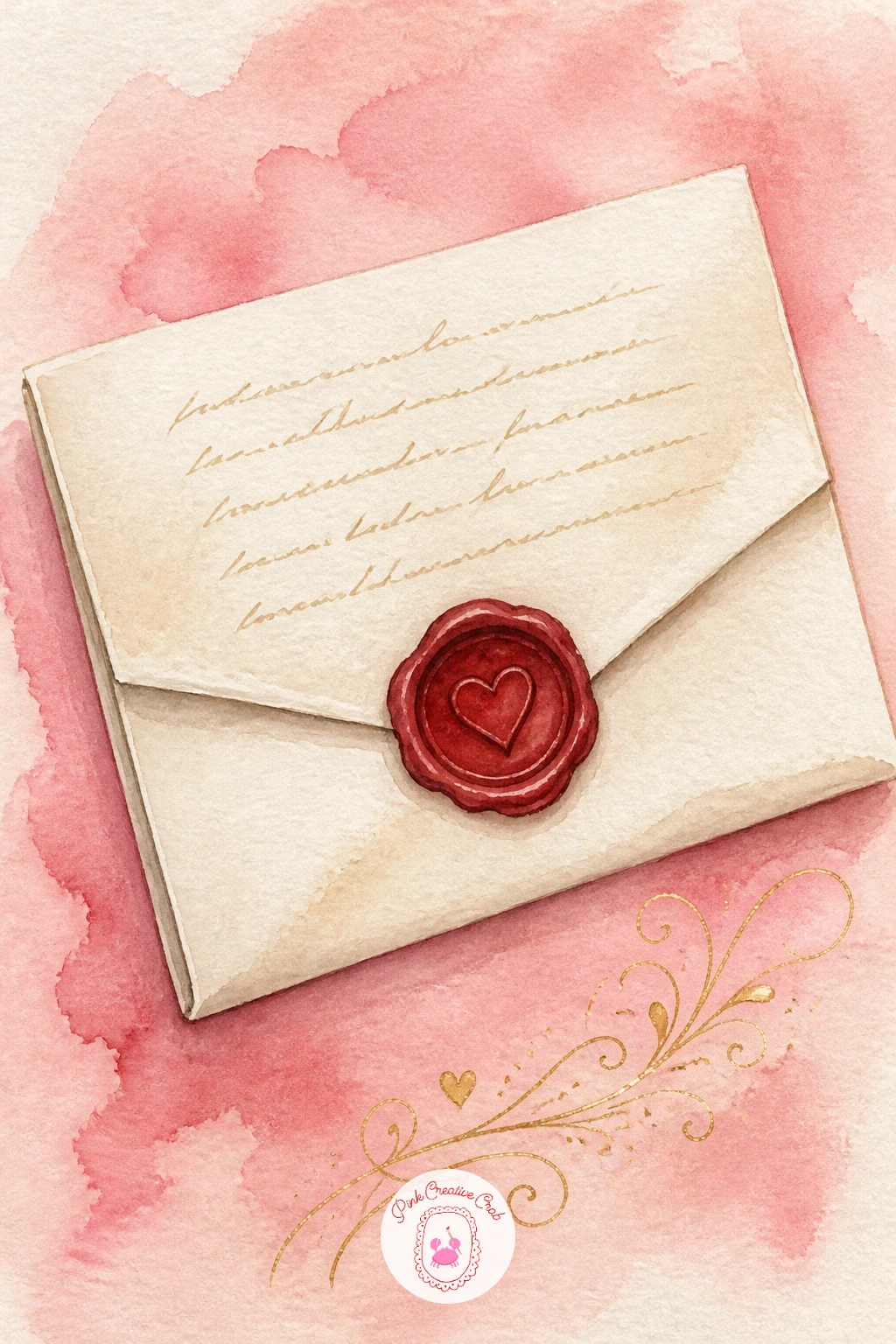 Love Letter With Wax Seal — Start with a love letter, the simplest scene on this list and the best warm-up for the whole trend. Valentines watercolor