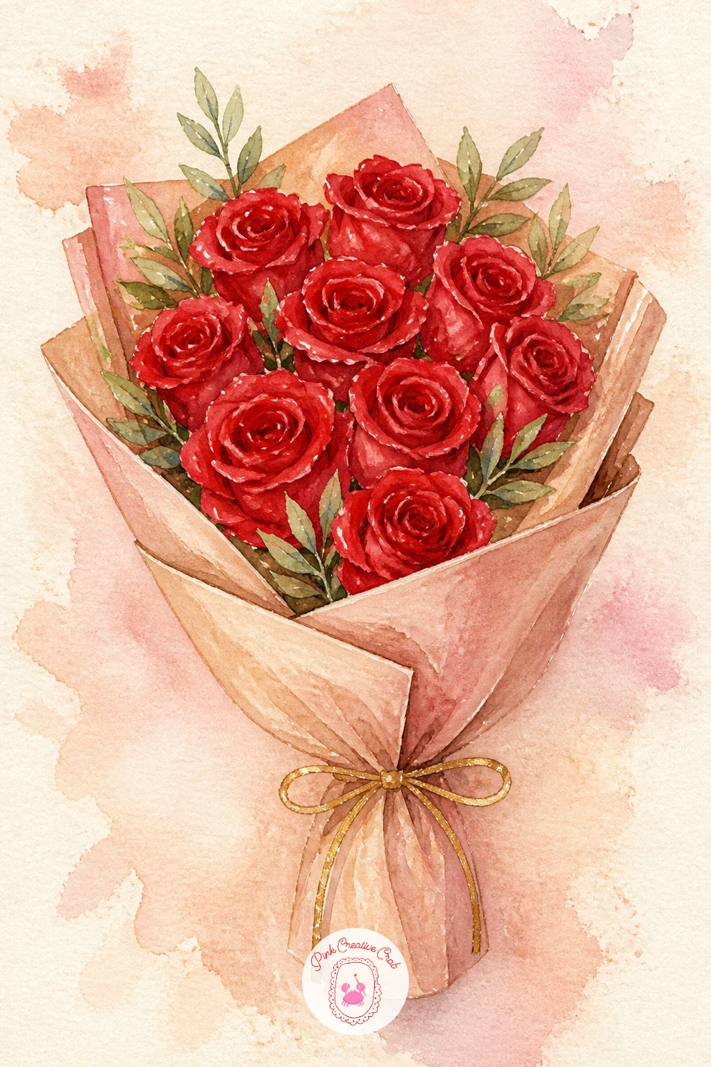 Bouquet Of Red Roses Wrapped In Paper — Following on from the letter, a bouquet of red roses is the next natural subject, and it teaches you the wet-in-wet