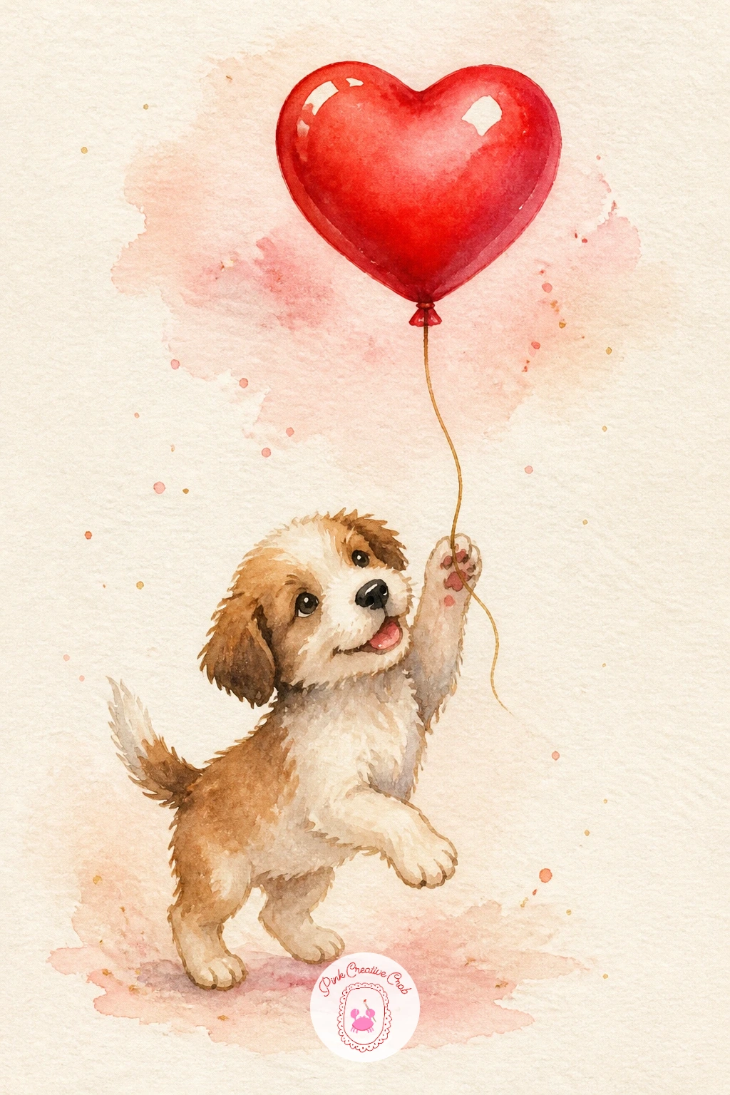 Dog With A Heart Balloon — Lighten things with a dog with a heart balloon, a subject that rewards a loose, playful hand more than precision. Valentines