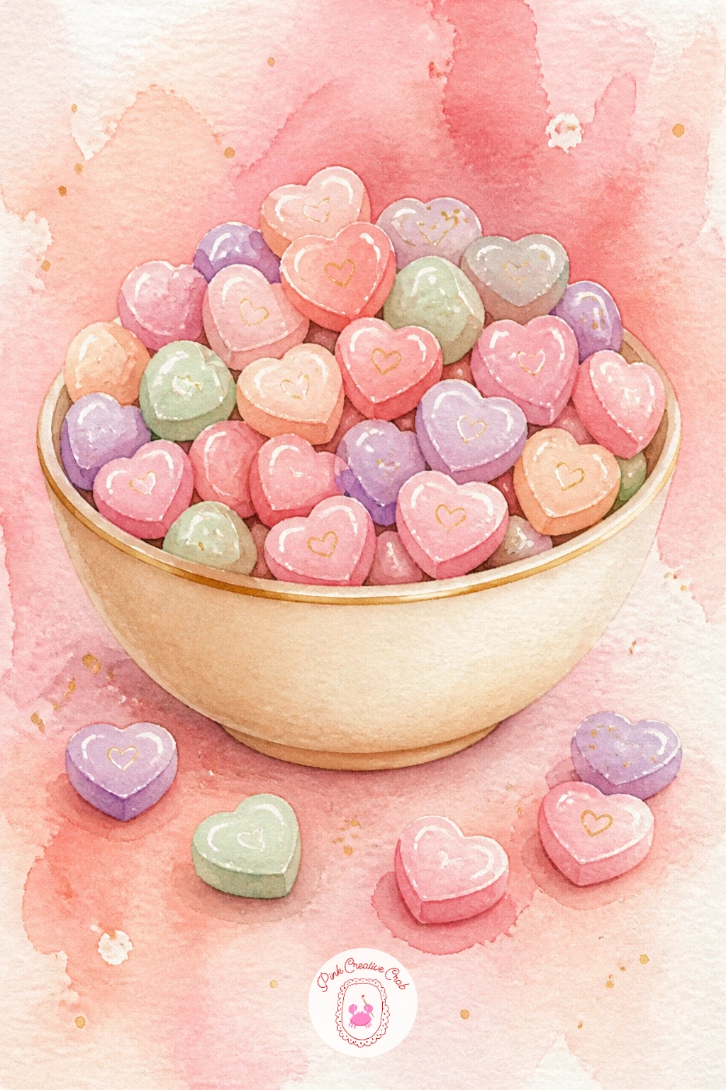 Conversation Hearts In A Bowl — Take a breather with conversation hearts in a bowl, a quick and colorful subject built almost entirely from the same small