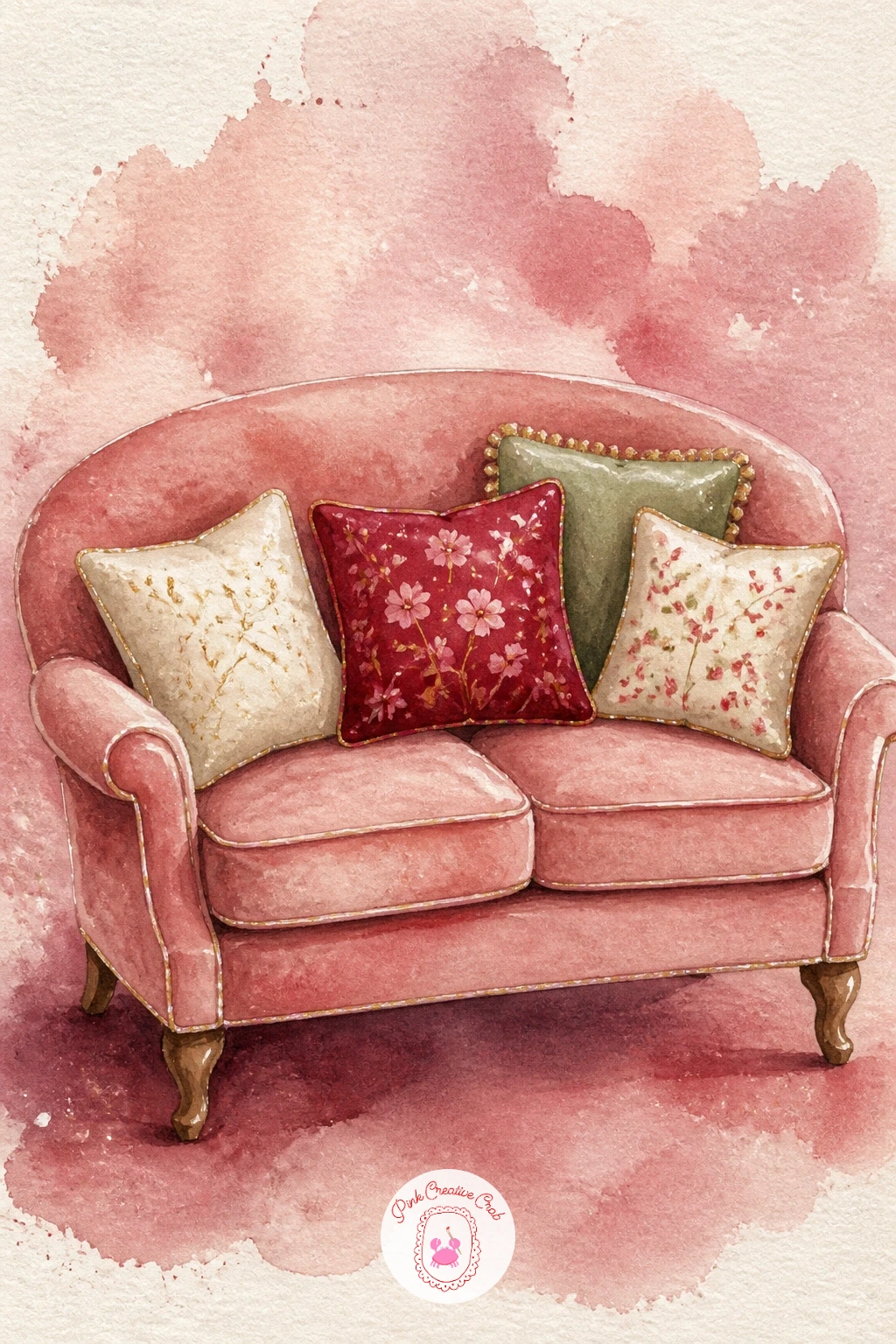 Love Seat With Cushions — Settle into an interior scene with a love seat with cushions, which needs just enough perspective to feel like real furniture rather