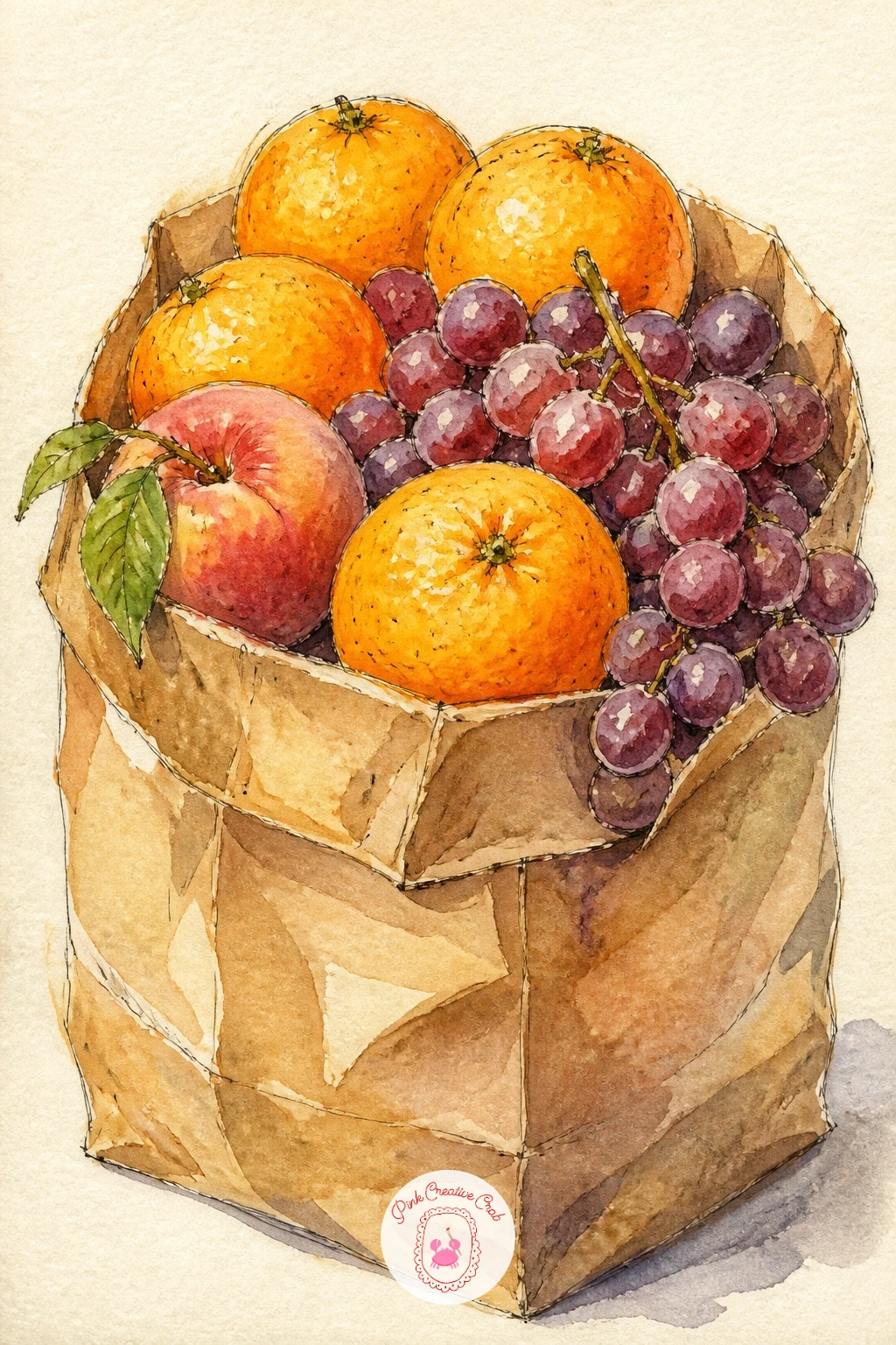 Market Haul of Fruit — After a quiet window scene, a market haul of fruit brings in bright color and a bit of texture play. Watercolor journal