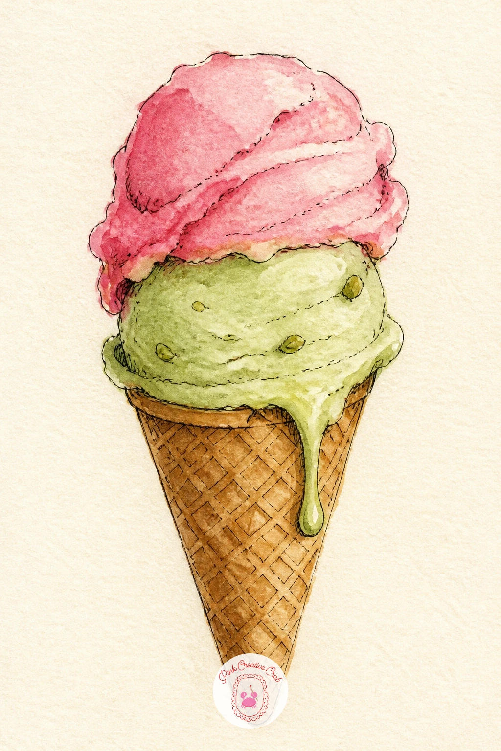Gelato in a Cone — Gelato in a cone is a quick, joyful page, and it works nicely as a ten-minute entry when time is short. Watercolor journal