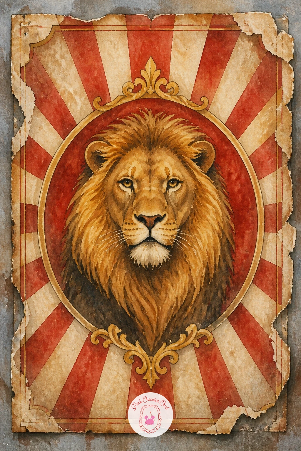Circus Poster on a Wall — Step back from the ring itself with a circus poster pasted on a weathered wall, torn edges and all. Circus watercolor