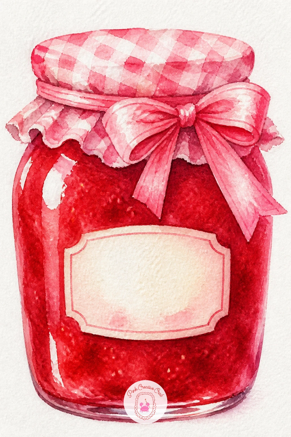 Strawberry Jam Jar With A Bow — This one is a nice calm breather after the shine of chocolate. Watercolor strawberries