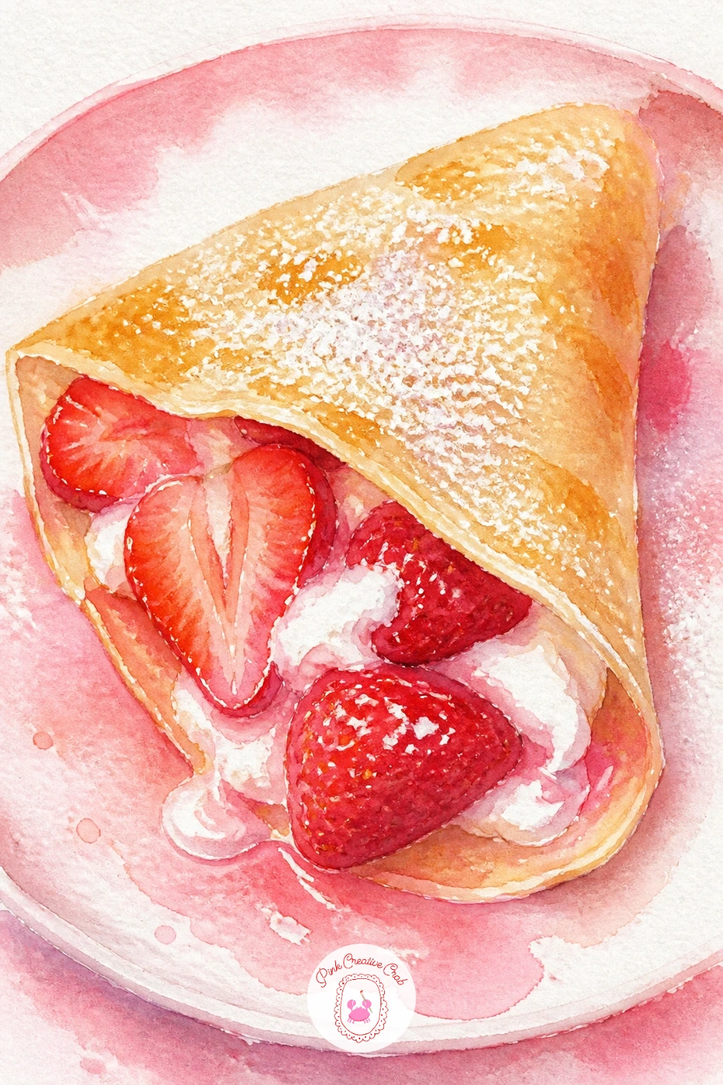 Strawberry Crepe — Keep the breakfast theme alive with something a bit more delicate. Watercolor strawberries