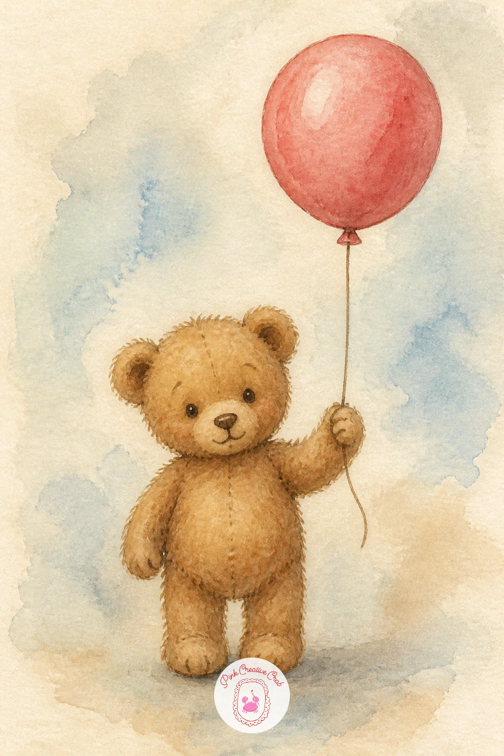Teddy Bear With a Balloon — Float something light next to a sitting bear: a teddy bear with a balloon, the string looped loosely around one paw. Teddy bear