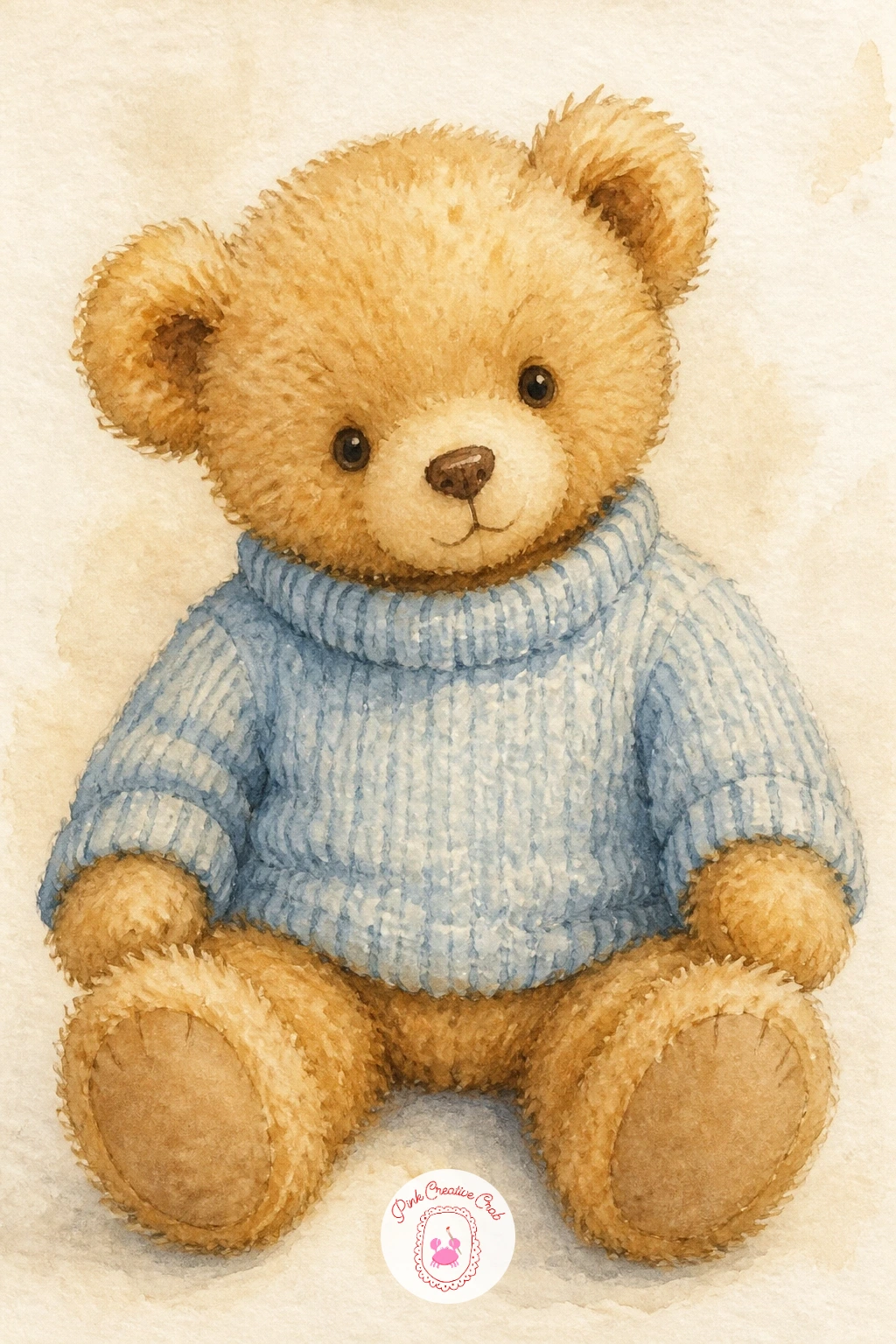 Teddy Bear in a Knitted Sweater — Bundle the next bear up warm: a teddy bear in a knitted sweater, the pattern suggested rather than drawn stitch by stitch.