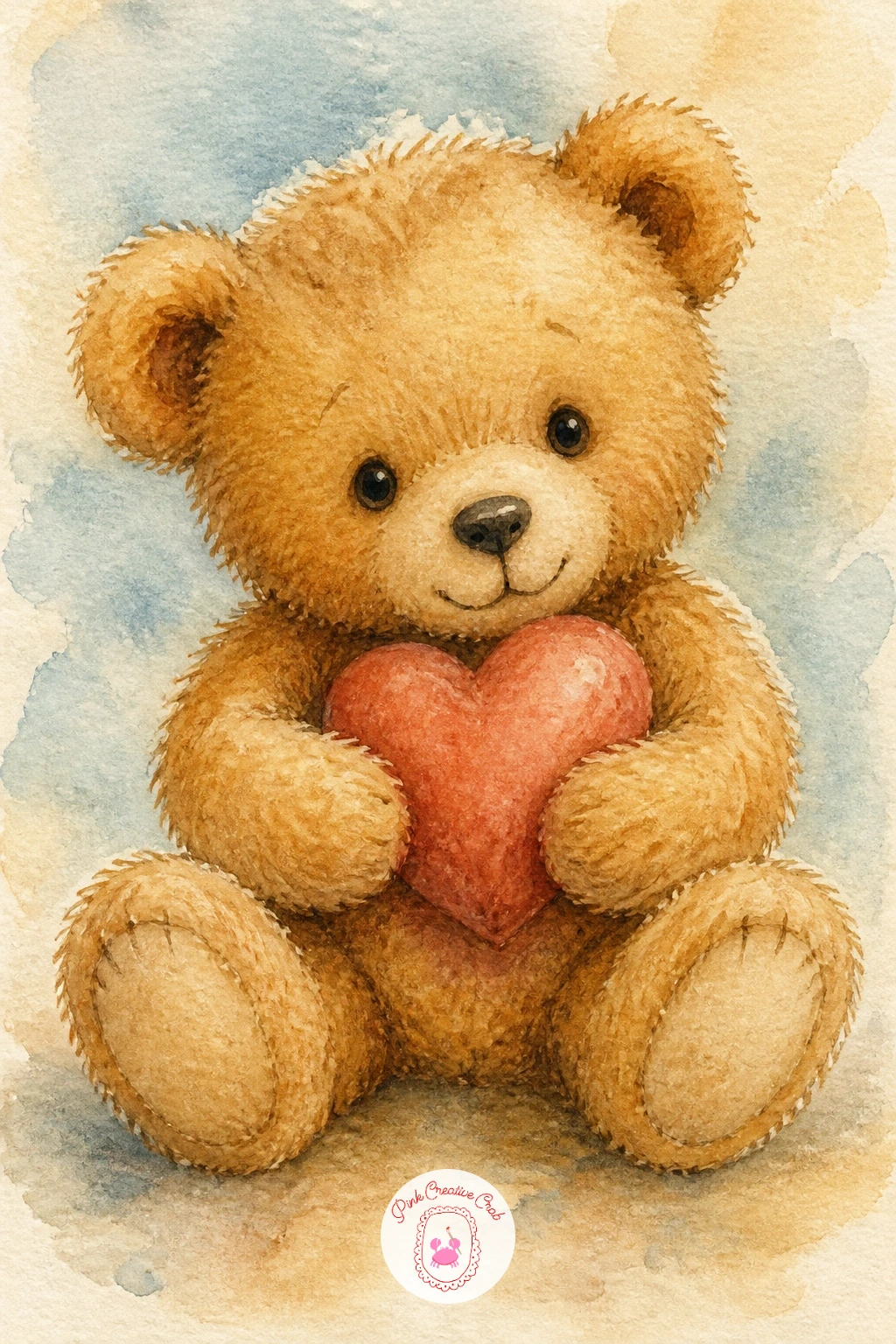 Teddy Bear With a Heart — Keep this one sweet and simple: a teddy bear with a heart, holding a small plush or painted heart close to his chest. Teddy bear