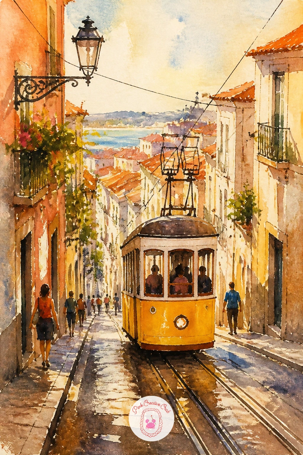 Lisbon Tram Climbing A Hill — Add some slope to the series with a Lisbon tram working its way uphill, a composition that lives or dies on the angle of the
