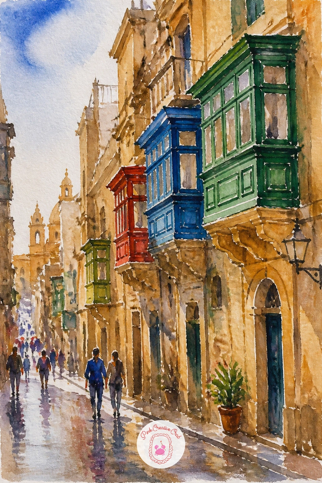 Valletta Balcony Street — Echo the earlier Barcelona balcony with a Valletta street, this time defined by its rows of enclosed wooden balconies rather than