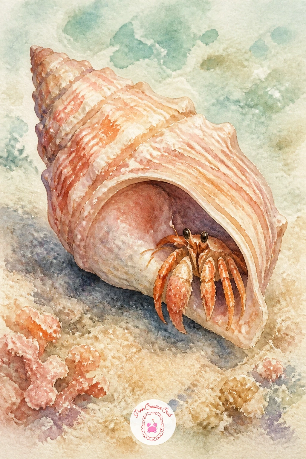 Conch Shell With a Hermit Crab — Once you are comfortable with ridges, try a conch shell with a hermit crab peeking from its opening for a bit of personality.