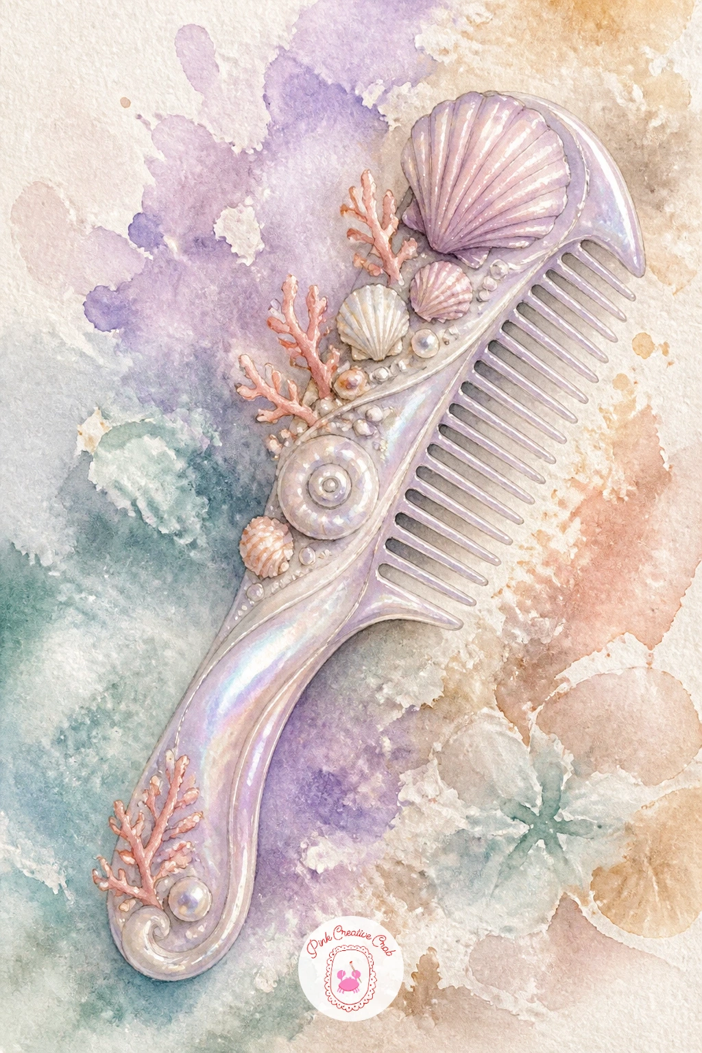 Mermaid Comb With Shells — Lean fully into the glam-cabana mood with a mermaid's comb decorated with tiny shells along its handle, half fantasy and half beach