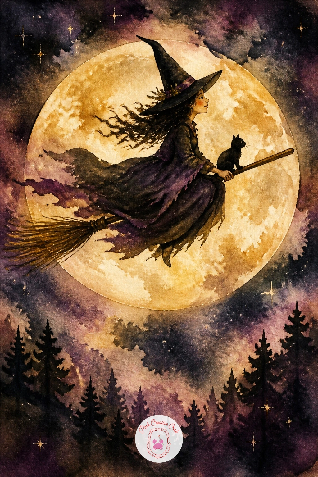 Witch Riding A Broom Over The Moon — Take that same crystal ball glow and send it into the sky for a witch riding a broom over the moon, the kind of silhouette