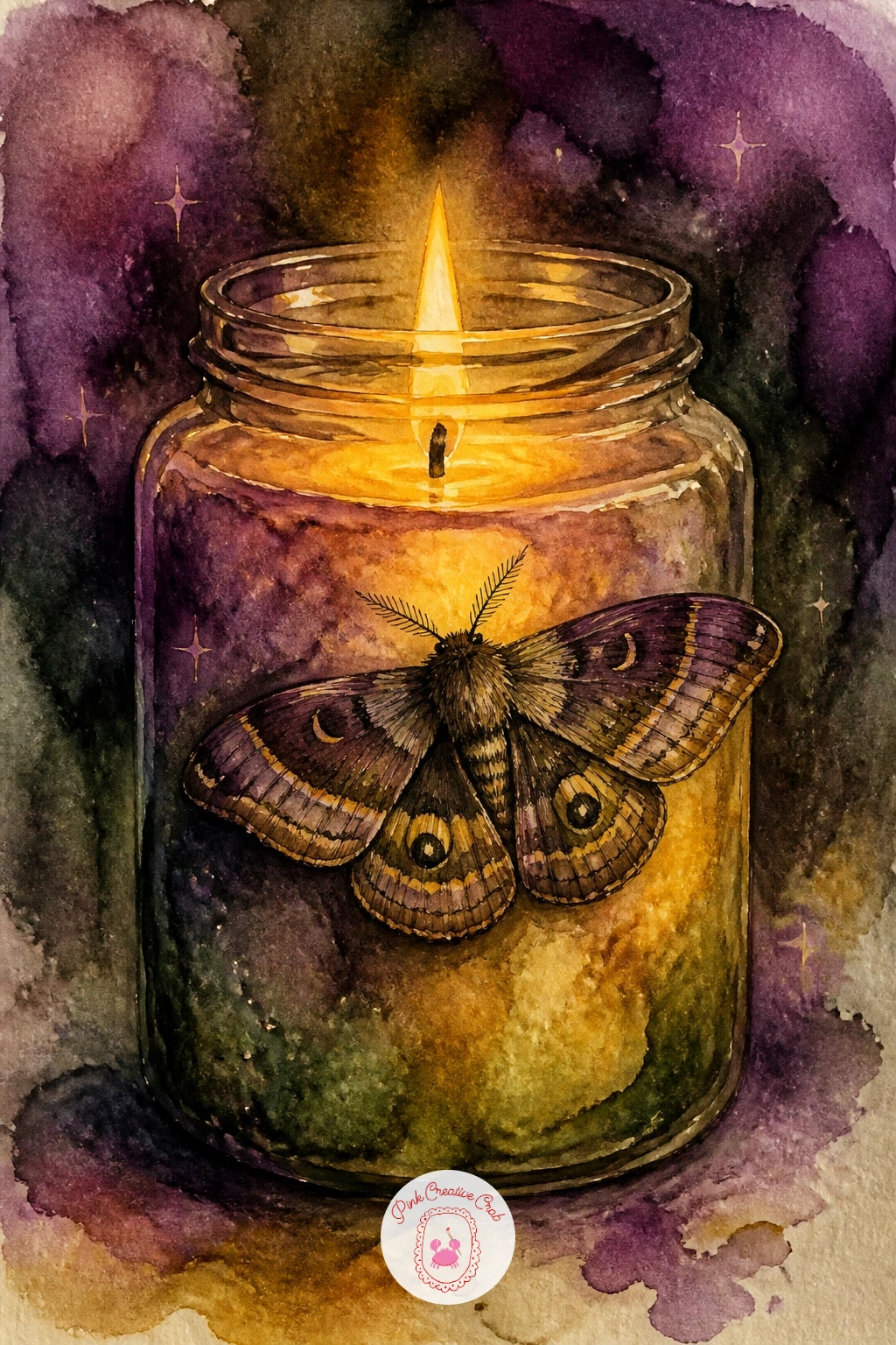 Moth On A Candle Jar — Narrow the focus right down with a moth on a candle jar, a small and quiet subject that is mostly about soft candle glow and delicate