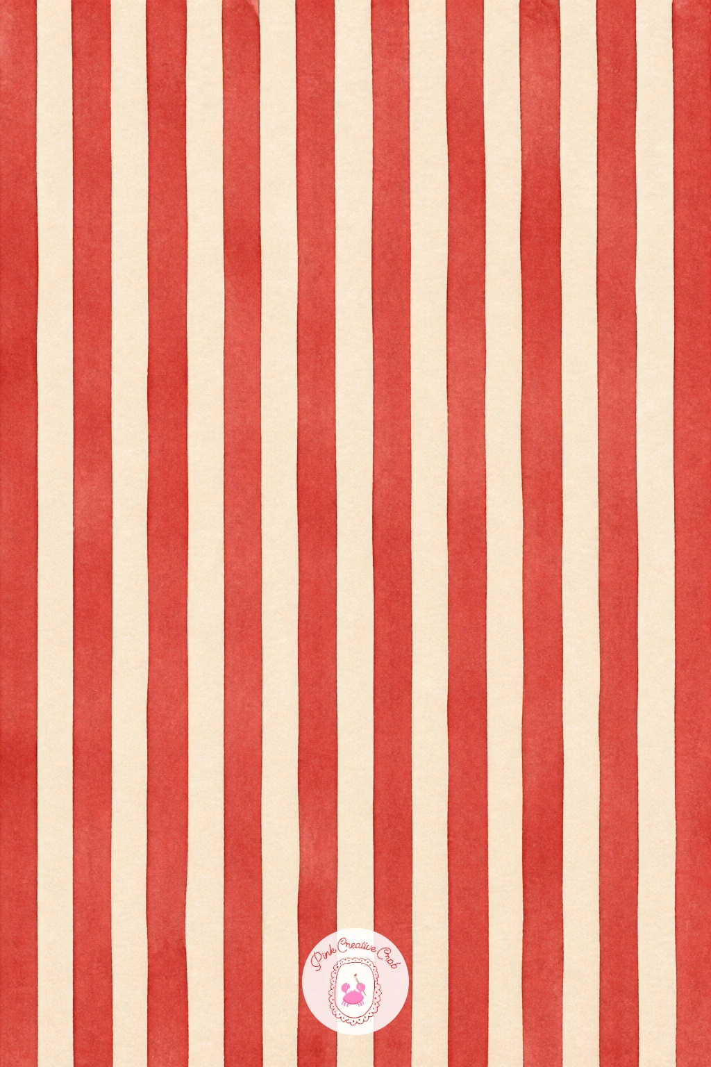 Red and Cream Ticking Stripe — After the busy floral, a red and cream ticking stripe gives your hand a rest while you learn an equally useful skill: a