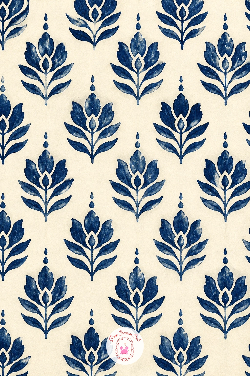 Blue Block Print Floral — Start the whole set with a blue block print floral, the pattern that most looks like it came straight off a hand-carved stamp.