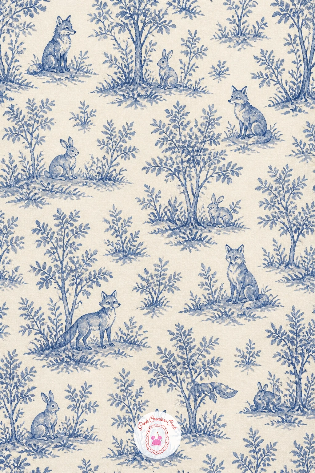 Woodland Toile With Foxes and Rabbits — Toile de Jouy patterns tell a small story in one repeating scene, so before you paint a woodland toile with foxes and