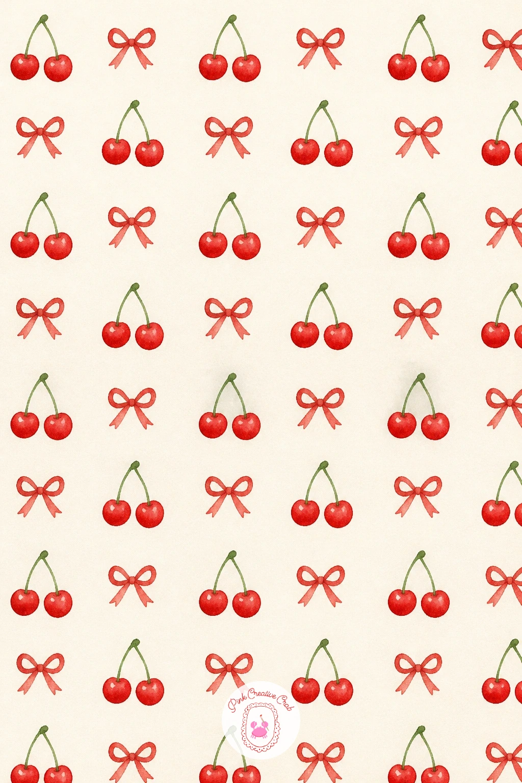 Cherry and Bow Pattern — Pair fruit with a ribbon for a cherry and bow pattern, which gives you two small shapes to alternate across the page for a playful