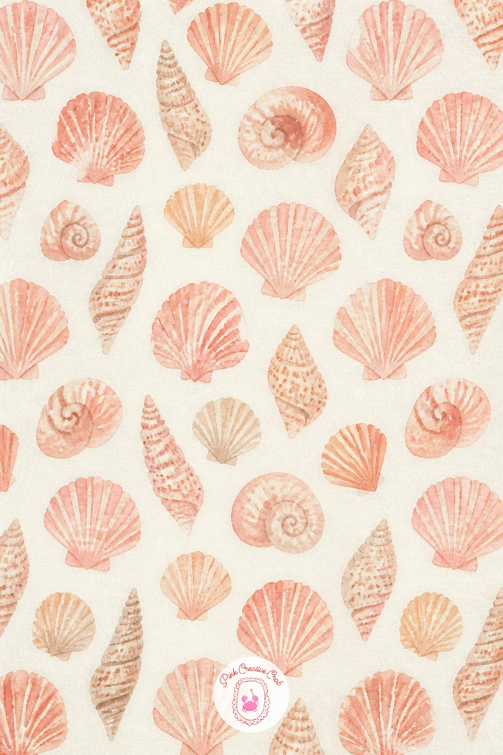 Seashell Repeat — Head to the coast next with a seashell repeat, a pattern that suits a bathroom print or a summer cushion equally well. Watercolor pattern
