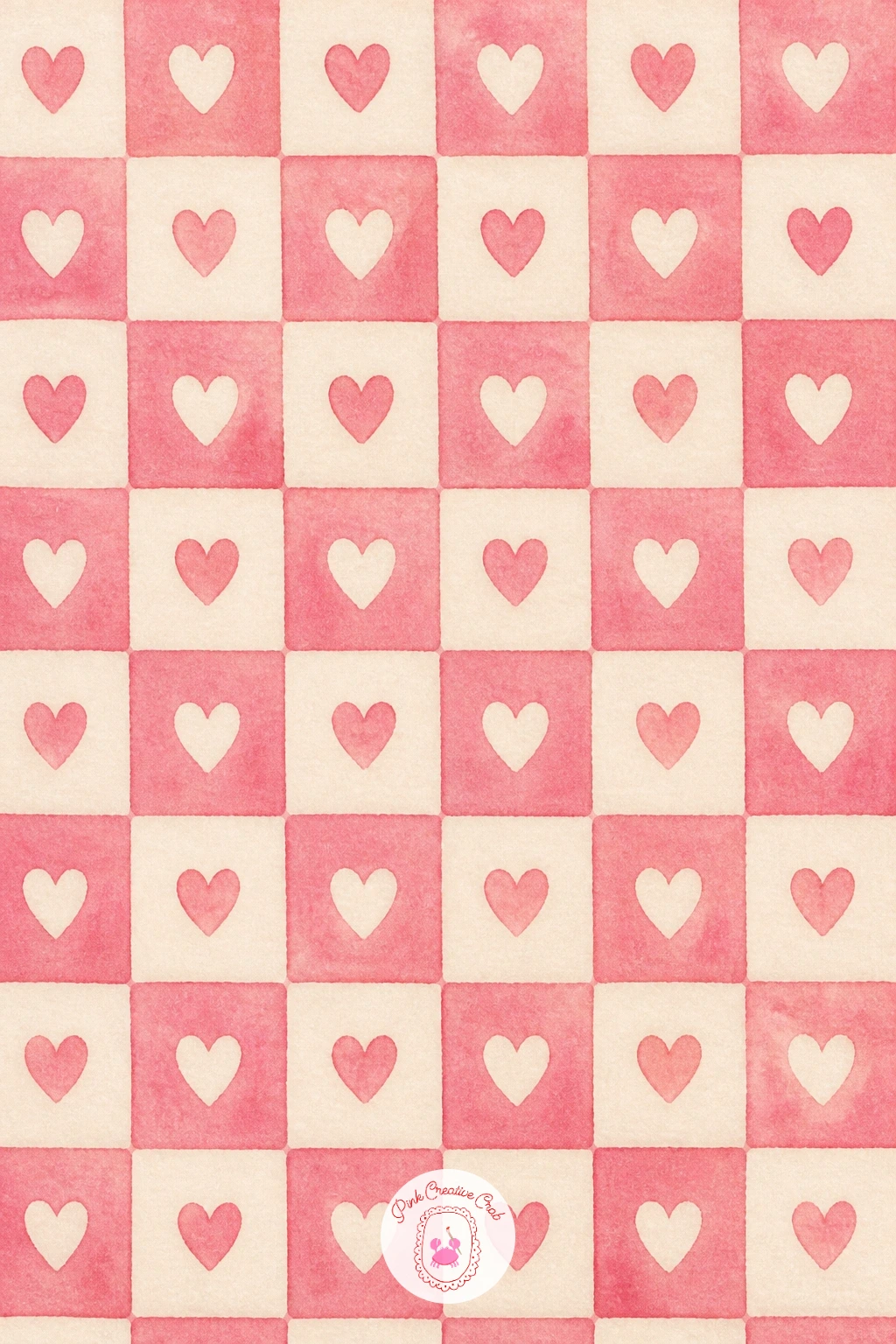Checkerboard With Hearts — Keep the geometry going with a checkerboard with hearts, which starts exactly like a gingham but with solid filled squares instead