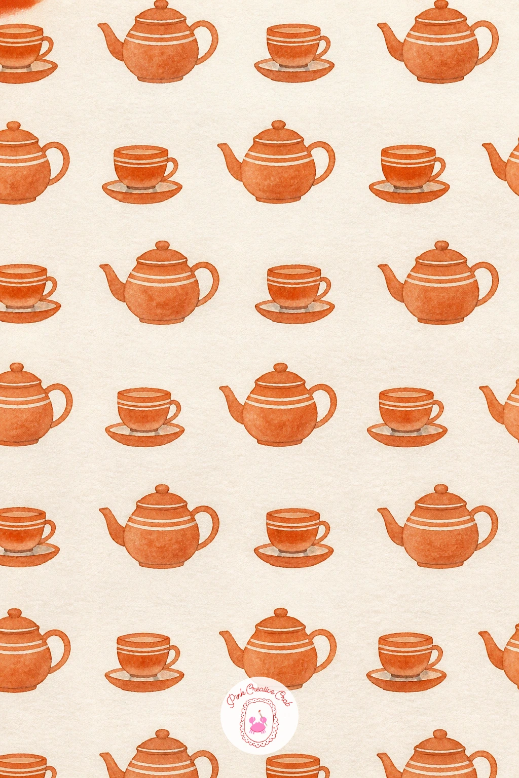 Teapot and Cup Repeat — Return to the table setting with a teapot and cup repeat, which alternates two related kitchen shapes across the page for a cohesive