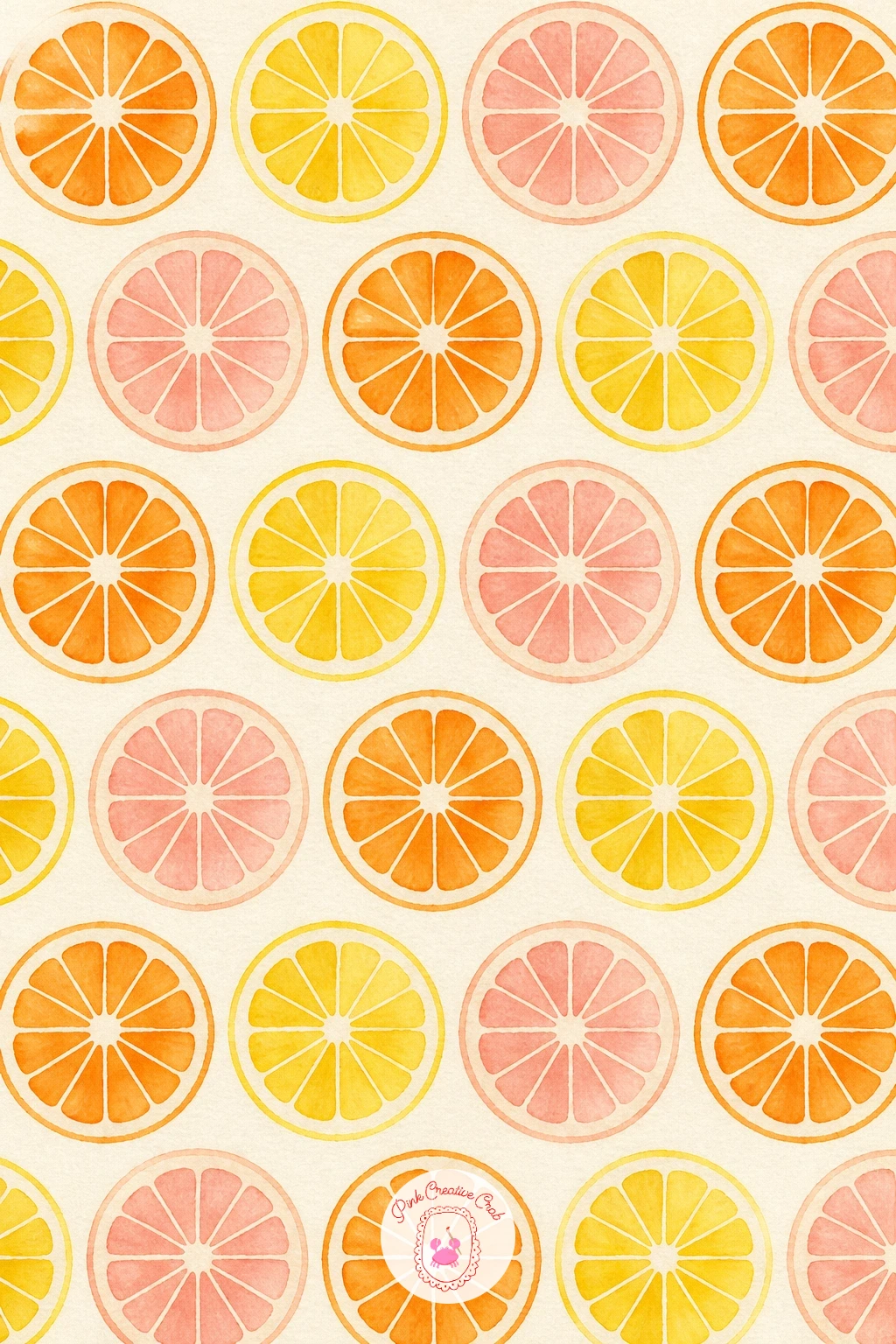 Citrus Slice Pattern — Circle back to fruit with a citrus slice pattern, which is really just a single orange slice motif repeated in rows, perfect for a sunny