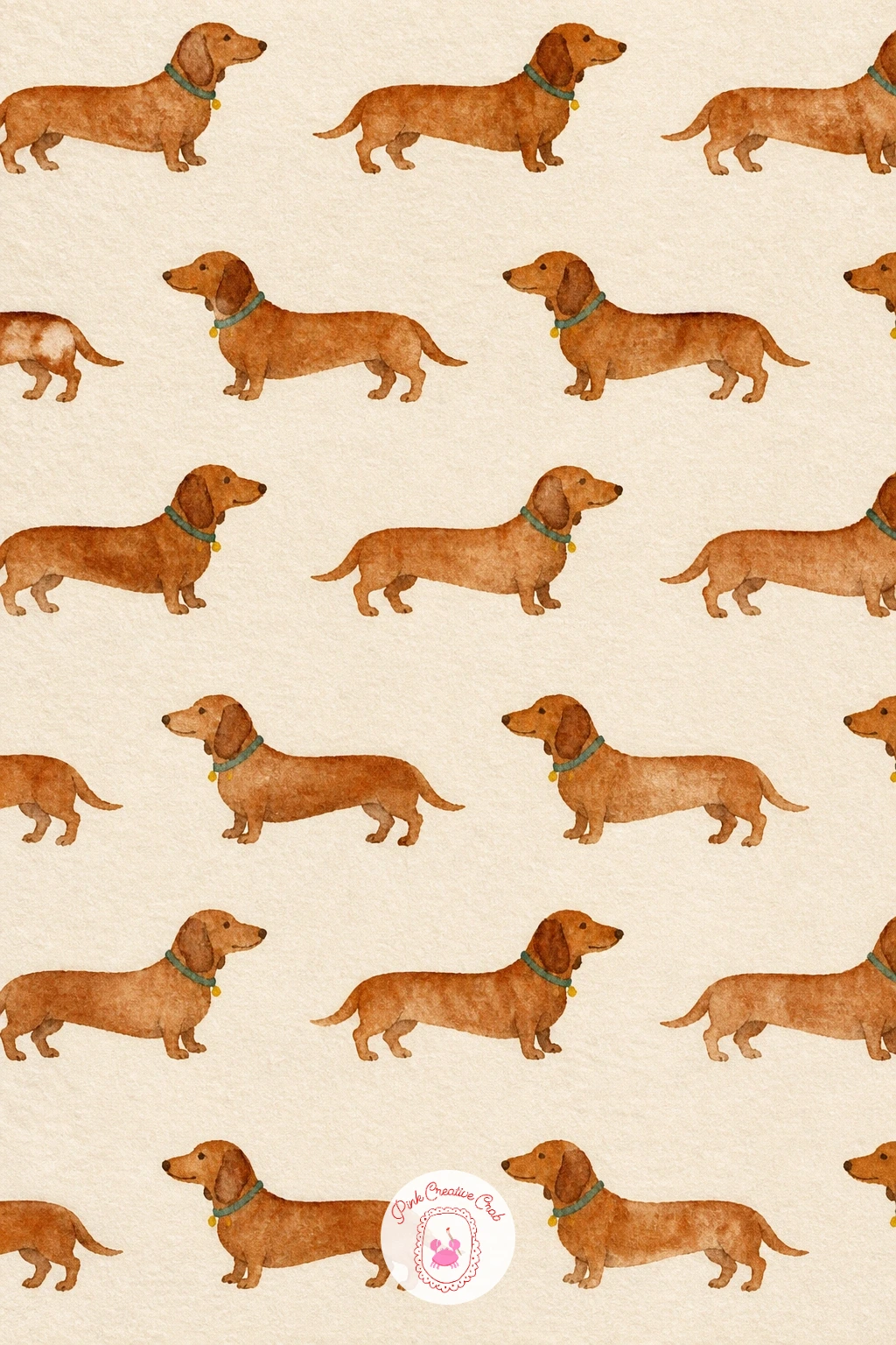 Dachshund Repeat — Close the whole set with something warm and a little funny: a dachshund repeat, built from one long low dog shape that is easier to paint