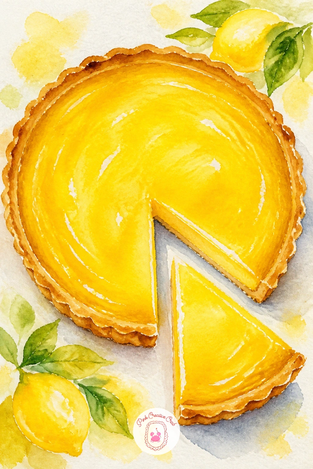 Lemon Tart With a Slice Cut — Shift from drinks to dessert with a lemon tart with a slice cut, which lets you practice a circular shape broken by one clean