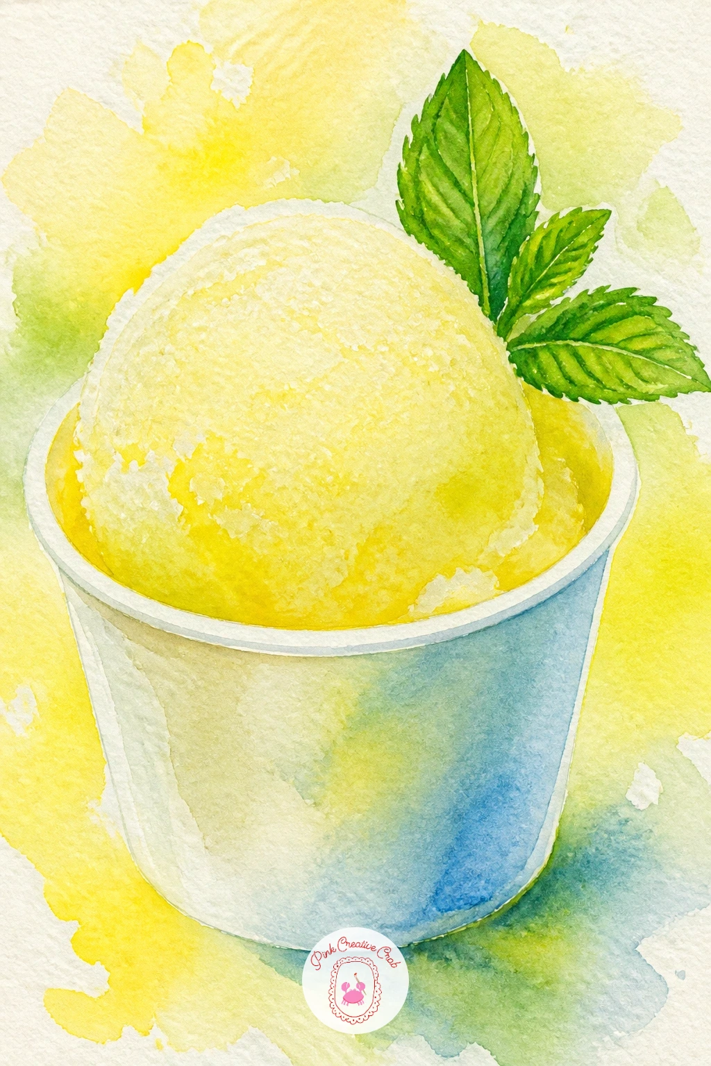 Lemon Sorbet in a Cup — Cool things down with lemon sorbet in a cup, a small dessert subject that plays with a grainy, frosty texture against a smooth cup.