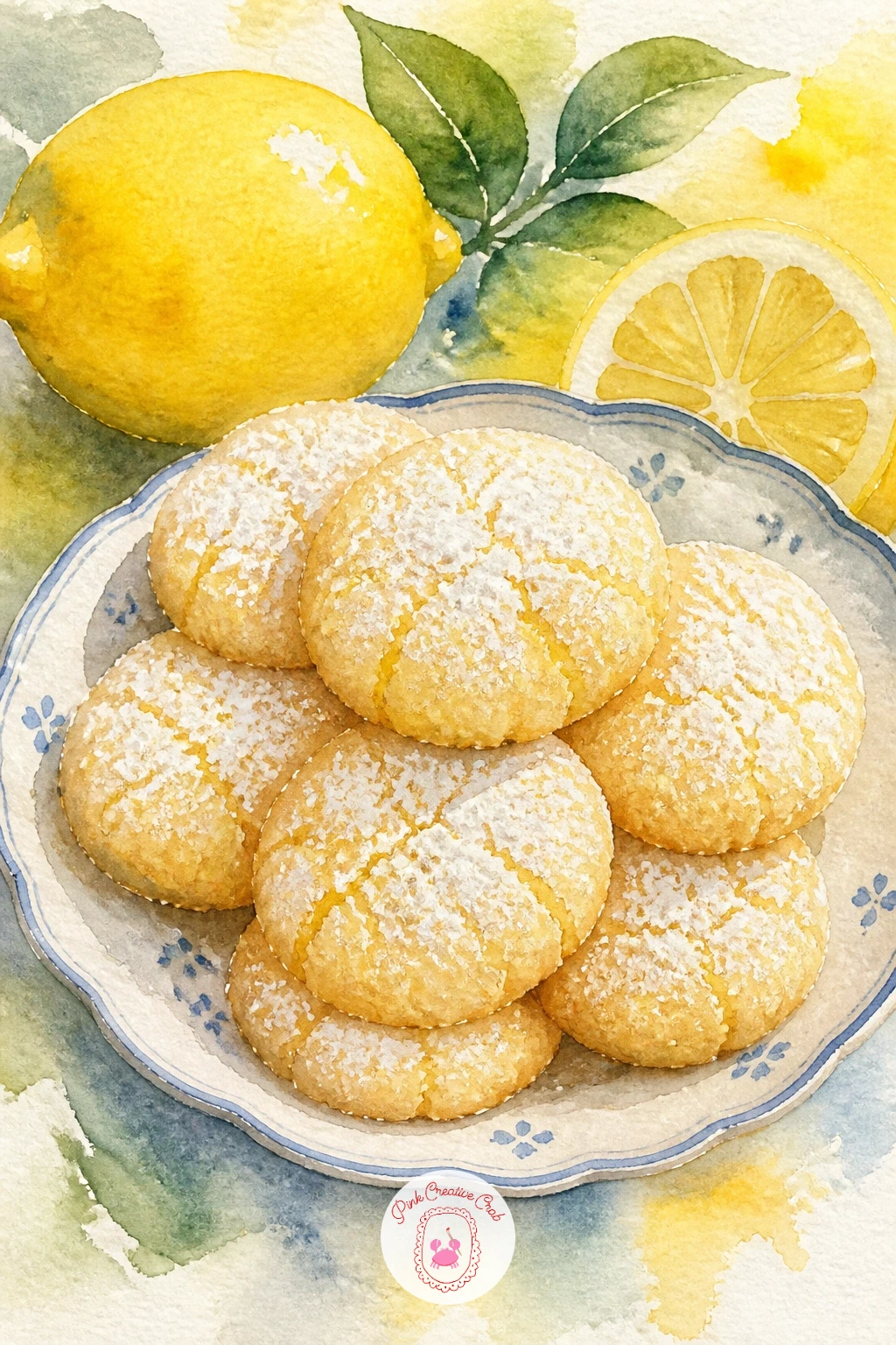 Lemon Cookies on a Plate — Keep things light and quick with lemon cookies on a plate, a forgiving subject made of simple round shapes. Lemon watercolor