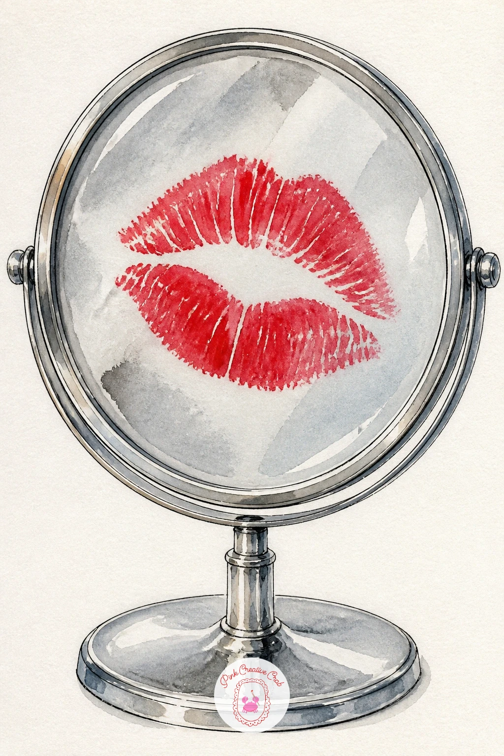 Lipstick Kiss on Mirror — A lipstick kiss print on a mirror is one of the simplest ideas here but depends entirely on getting the shape right. Watercolor makeup