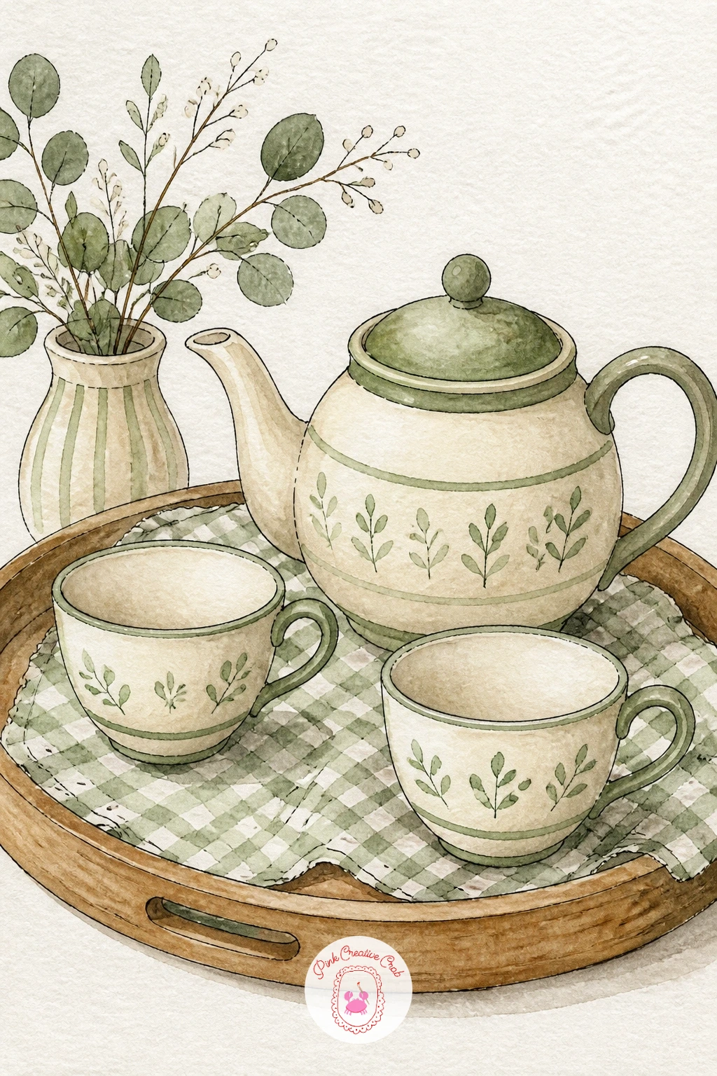 Teapot and Cups on a Tray — A teapot and two cups on a tray makes a lovely compact still life, and it is a good chance to try the ten-minute version first.