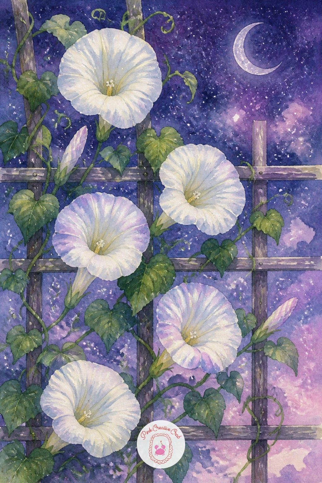 Moonflower Vine on a Trellis — Bring the botanical side of the celestial trend forward with a moonflower vine on a trellis, since moonflowers bloom only at