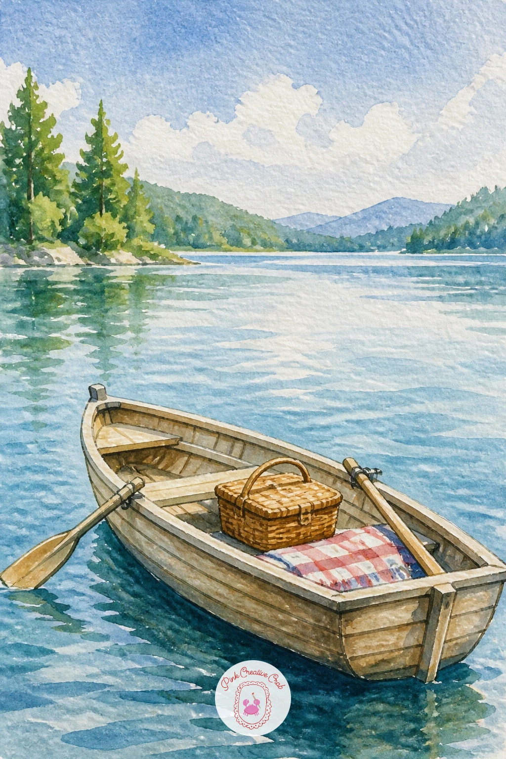 Lake Picnic In A Rowboat — Story and detail both get a little room to grow here, so this is a nice forty minute project if you want to slow down. Watercolor