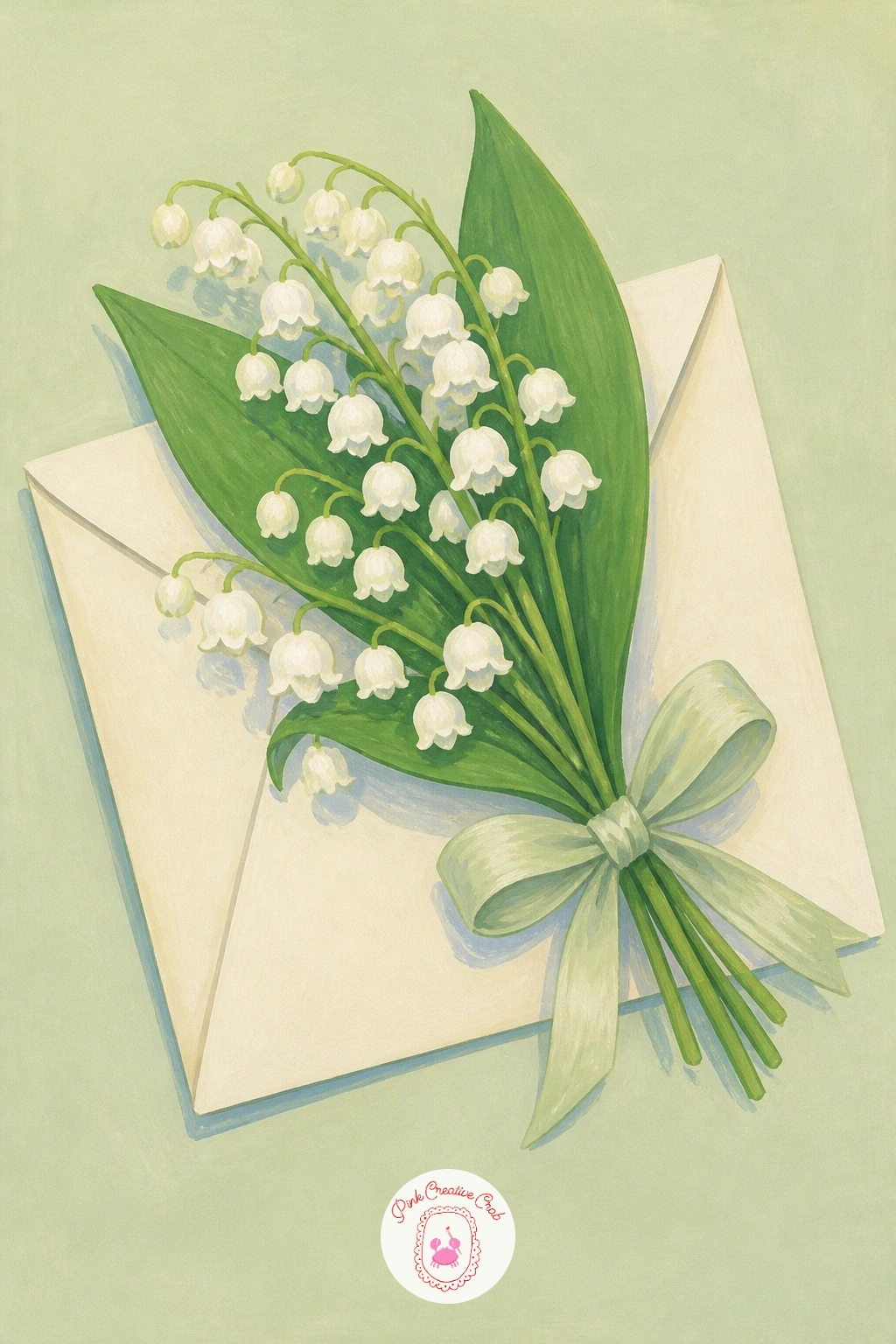 Lily of the Valley Tied on a Letter — Move from the bottle to something flatter: a small spray of lily of the valley tied with ribbon and laid across a folded