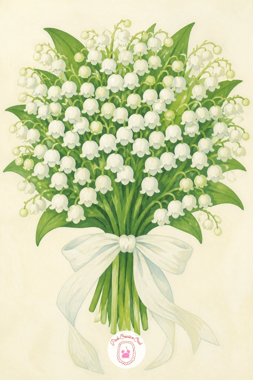 Bridal Bouquet of Lily of the Valley — Scale the same bells up into something grander: a full bridal bouquet of lily of the valley, gathered and rounded. Lily