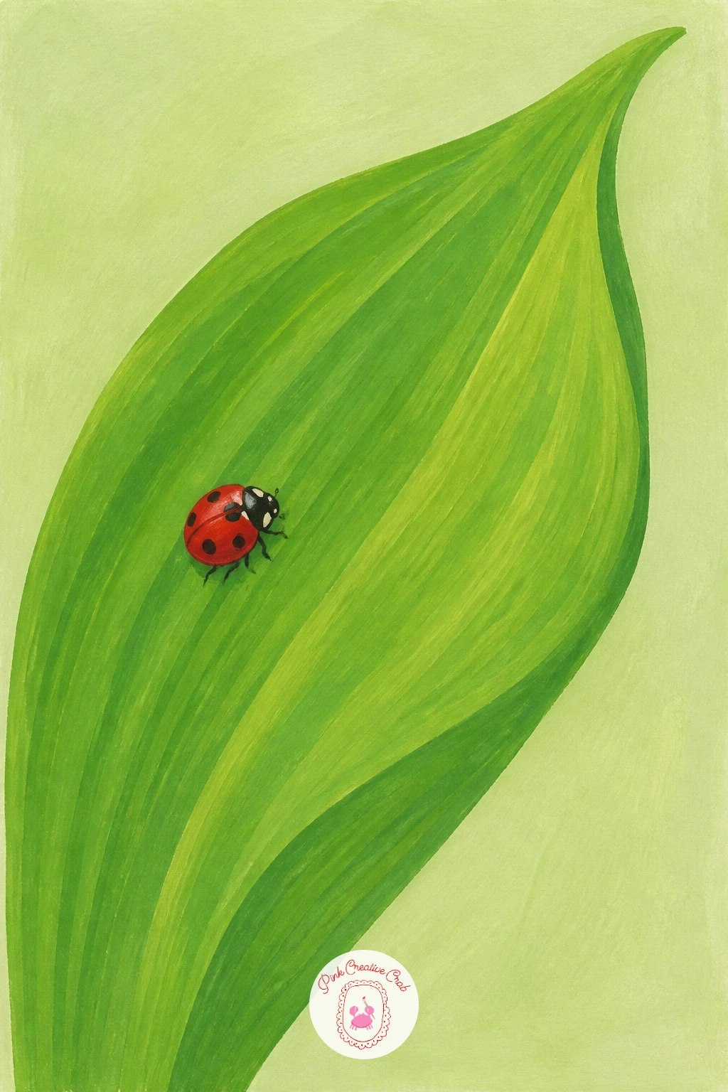 Ladybird on a Lily of the Valley Leaf — Bring the scale right down for this one: a single ladybird resting on a lily of the valley leaf, close enough to fill