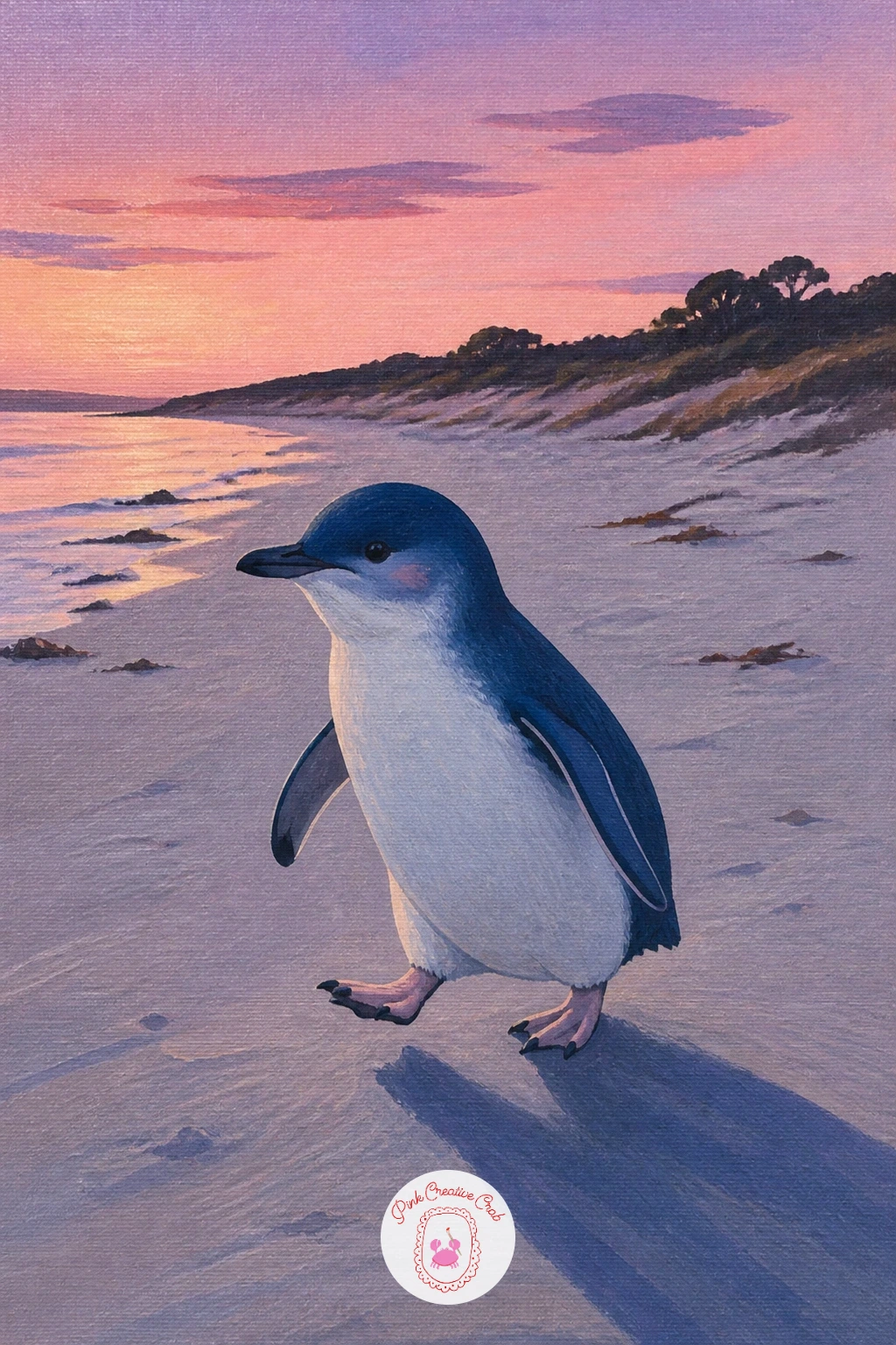 Little Blue Penguin Waddling Home At Dusk — Soften the palette next for a little blue penguin waddling home at dusk, the smallest penguin species and a good